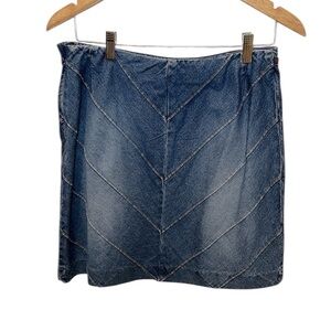 Vintage Ralph Ralph Lauren Abstract Blue Denim Jean High Rise Skirt Y2K Size 8